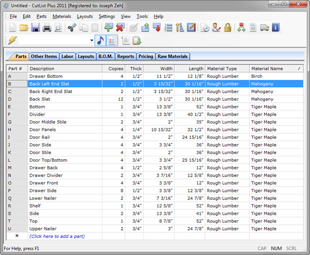 Edited & Final CutList Plus cut list